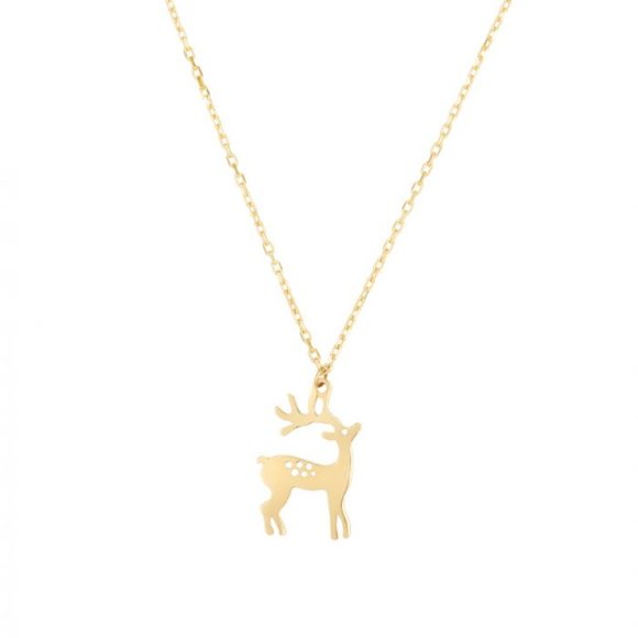 14K Gold Reindeer Necklace